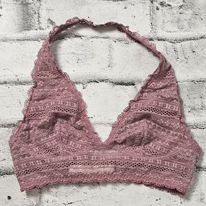 Victoria's Secret Triangle Halter Lace Dusty Pink Bralette